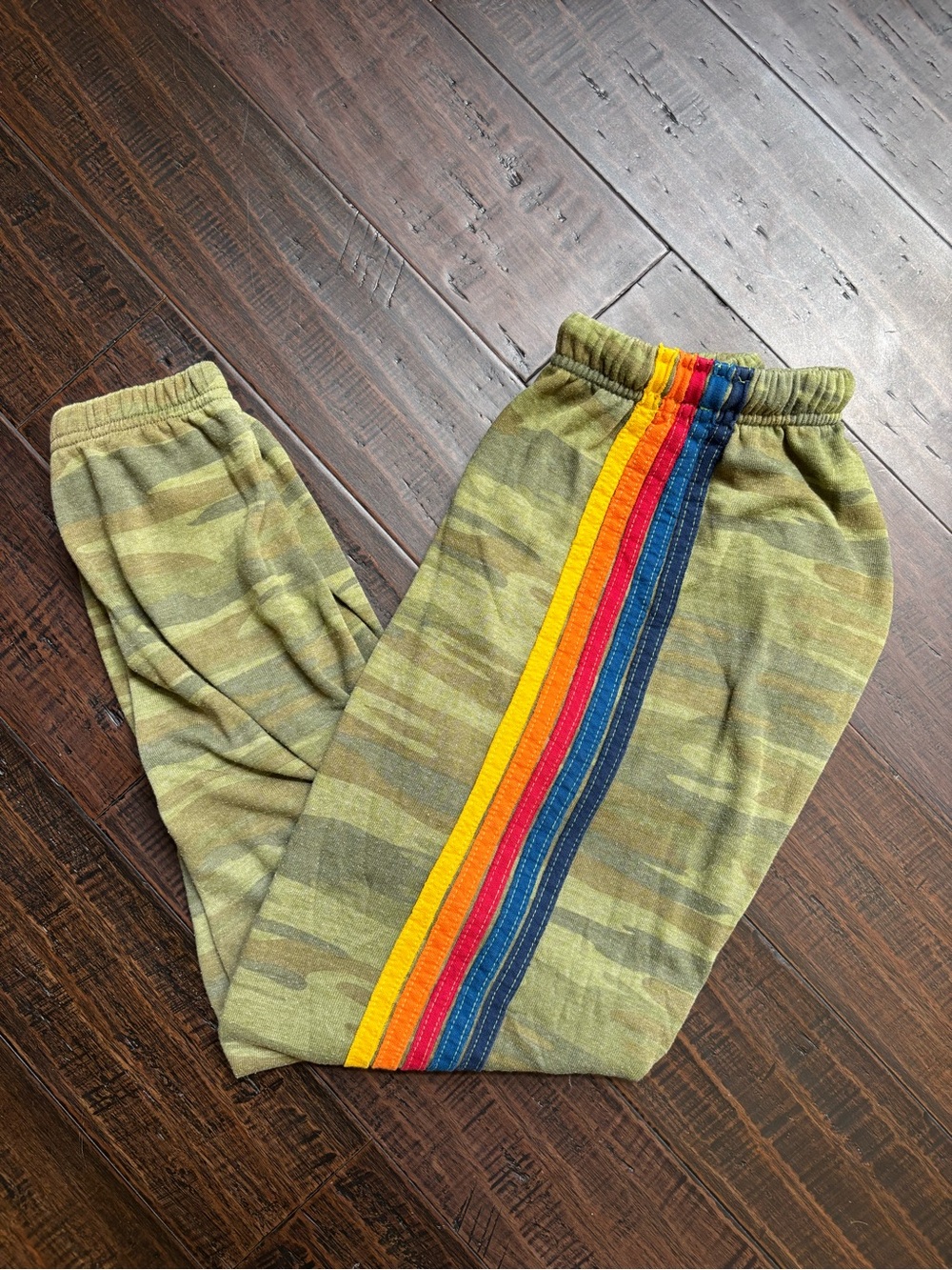 Aviator Nation Camo Rainbow 5 Stripe Jogger Sweatpants